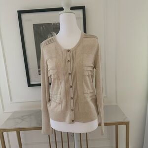 Burberry Women's Beige Button-Up Sweater